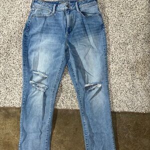 Arizona Jean Company Women's Light Blue Ripped Boyfriend Jeans